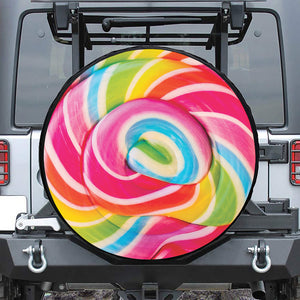 Rainbow Swirl Candy Print Leather Spare Tire Cover