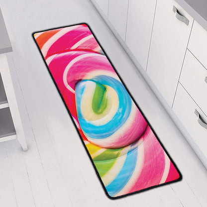 Rainbow Swirl Candy Print Long Kitchen Mat