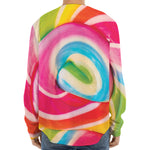 Rainbow Swirl Candy Print Long Sleeve Baseball Jersey