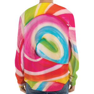 Rainbow Swirl Candy Print Long Sleeve Baseball Jersey