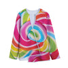 Rainbow Swirl Candy Print Long Sleeve Short Coat