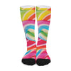 Rainbow Swirl Candy Print Long Socks