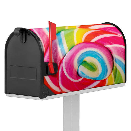 Rainbow Swirl Candy Print Mailbox Cover