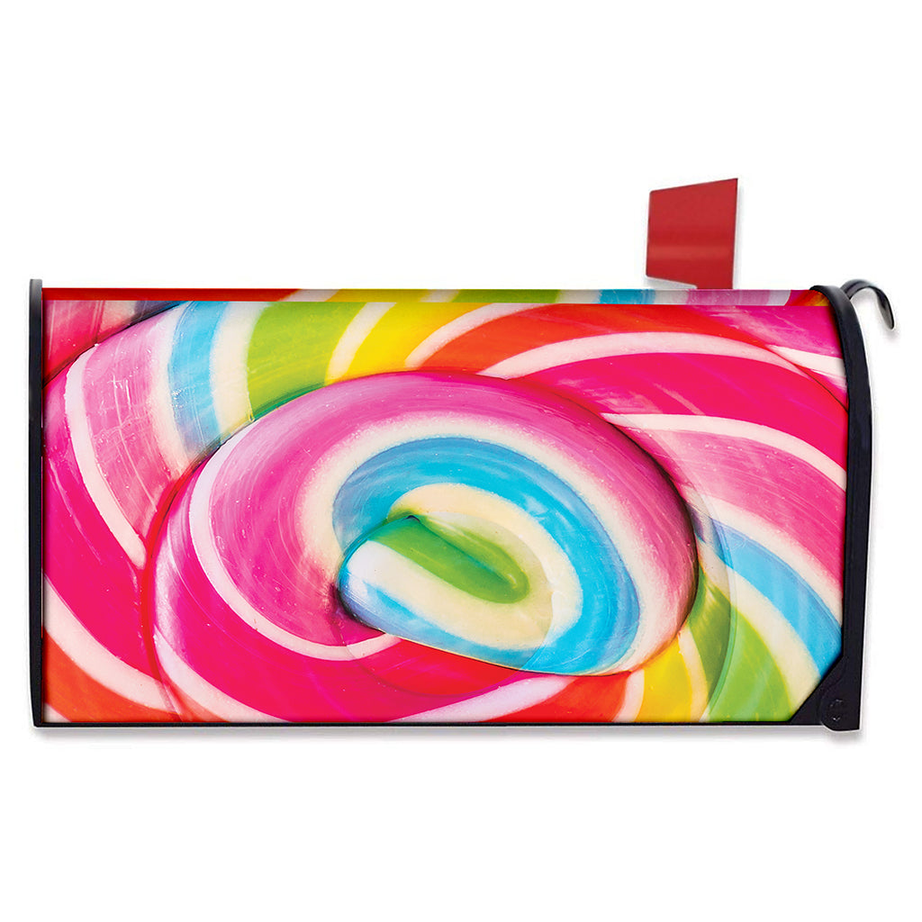 Rainbow Swirl Candy Print Mailbox Cover