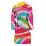 Rainbow Swirl Candy Print Men's Bathrobe