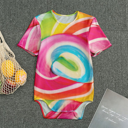 Rainbow Swirl Candy Print Men's Bodysuit