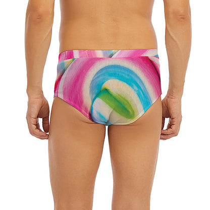 Rainbow Swirl Candy Print Men's Briefs