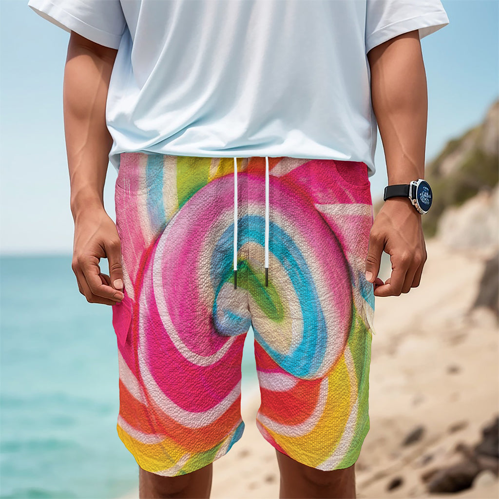 Rainbow Swirl Candy Print Men's Cargo Shorts