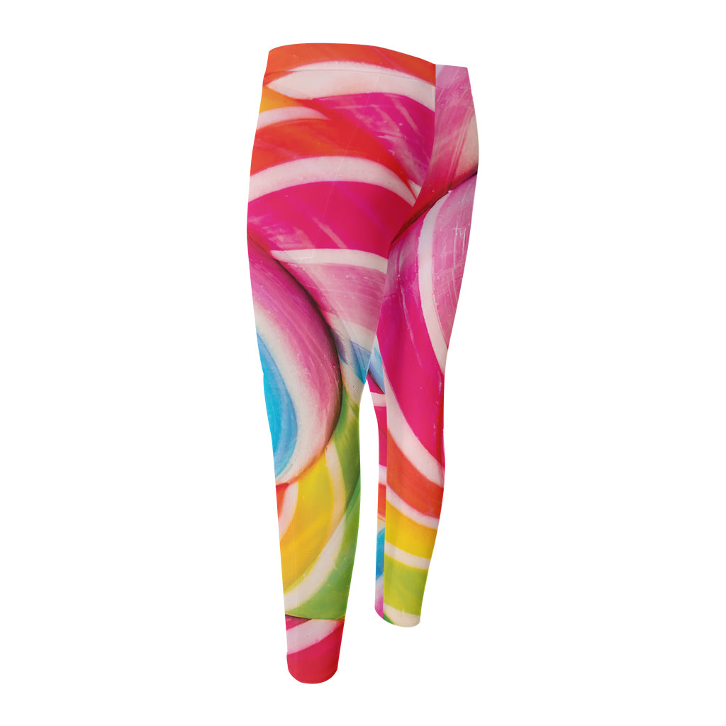 Rainbow Swirl Candy Print Men's Compression Pants