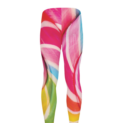 Rainbow Swirl Candy Print Men's leggings
