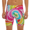 Rainbow Swirl Candy Print Men's Long Boxer Briefs