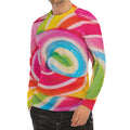 Rainbow Swirl Candy Print Men's Long Sleeve Rash Guard