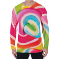 Rainbow Swirl Candy Print Men's Long Sleeve T-Shirt