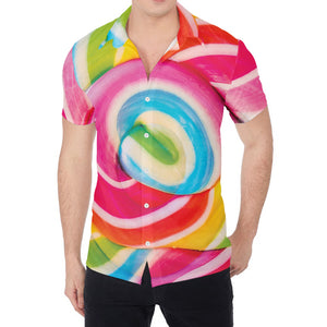 Rainbow Swirl Candy Print Men's Shirt