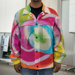 Rainbow Swirl Candy Print Men's Shirt Jacket