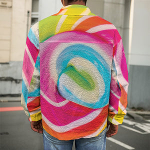 Rainbow Swirl Candy Print Men's Shirt Jacket