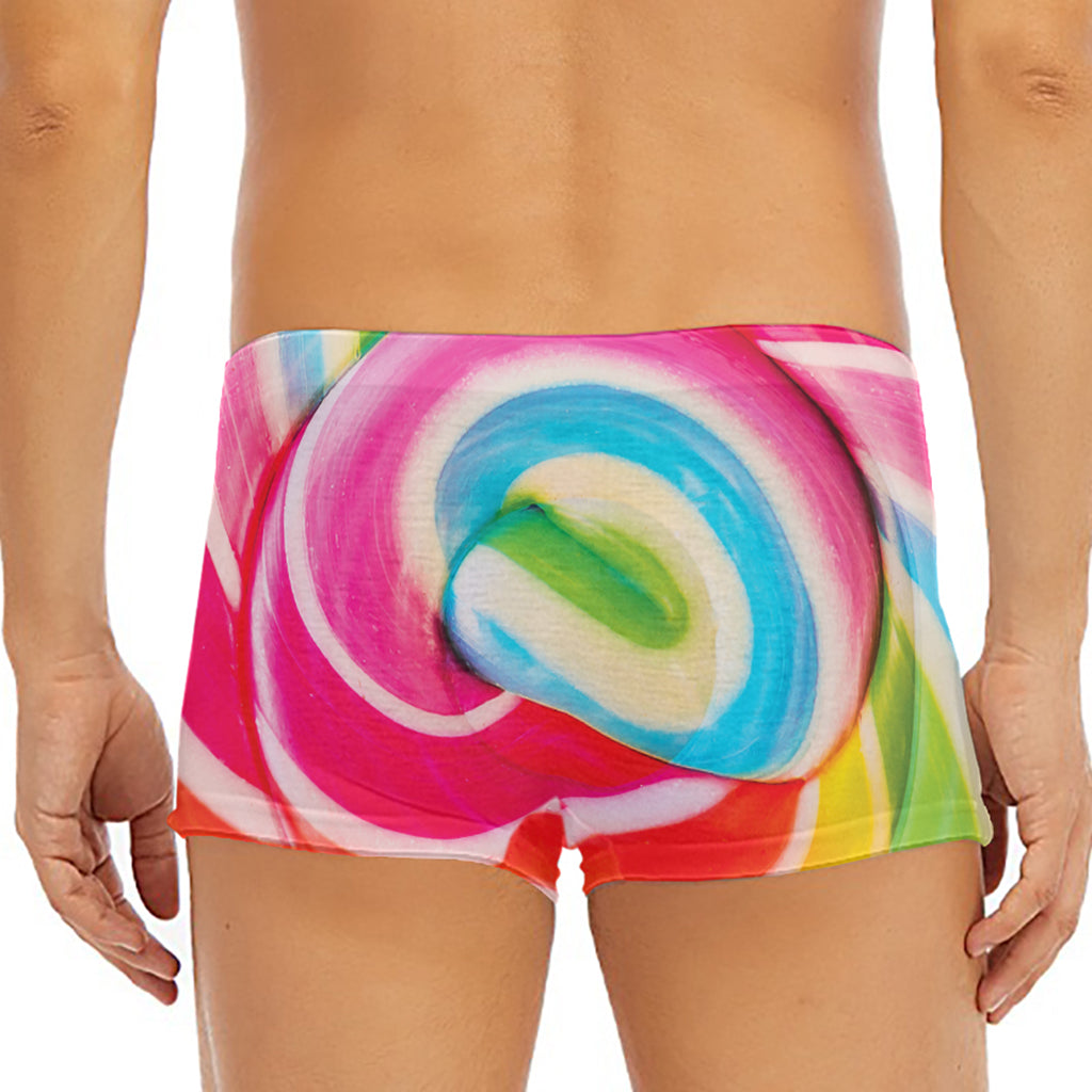 Rainbow Swirl Candy Print Men's Short Boxer Briefs