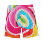 Rainbow Swirl Candy Print Men's Sports Shorts