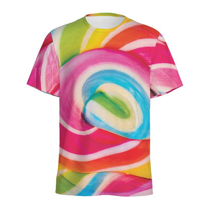 Rainbow Swirl Candy Print Men's Sports T-Shirt