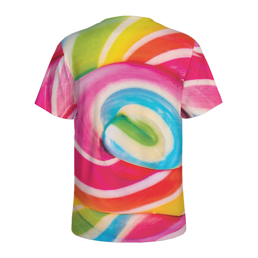 Rainbow Swirl Candy Print Men's Sports T-Shirt