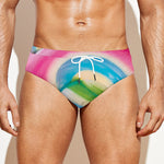 Rainbow Swirl Candy Print Men's Swim Briefs