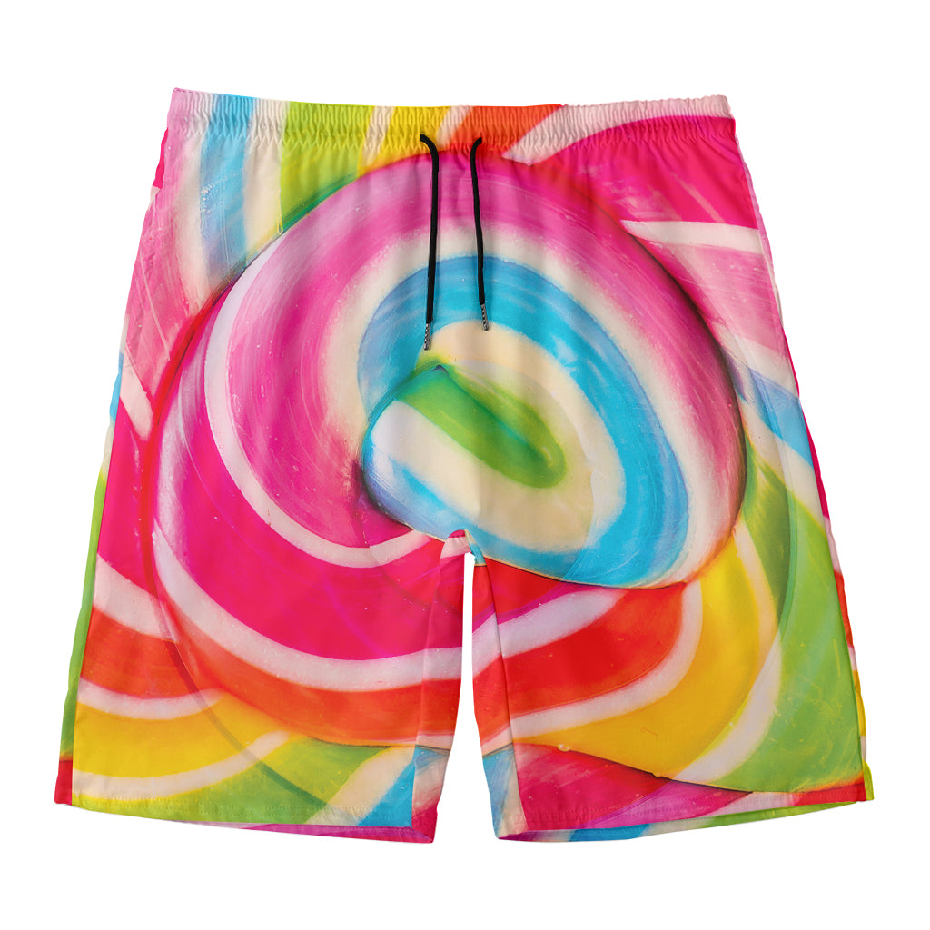 Rainbow Swirl Candy Print Men's Swim Trunks