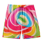 Rainbow Swirl Candy Print Men's Swim Trunks