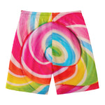 Rainbow Swirl Candy Print Men's Swim Trunks