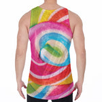 Rainbow Swirl Candy Print Men's Velvet Tank Top