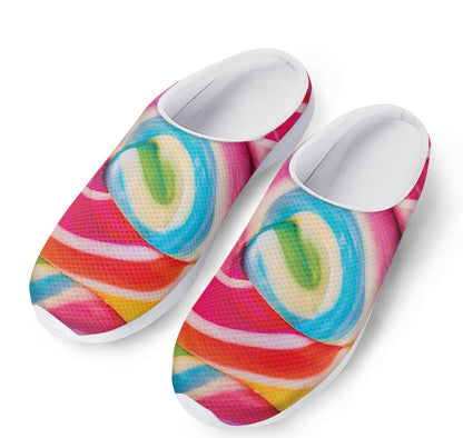 Rainbow Swirl Candy Print Mesh Casual Shoes