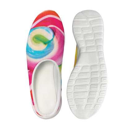 Rainbow Swirl Candy Print Mesh Casual Shoes