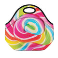 Rainbow Swirl Candy Print Neoprene Lunch Bag