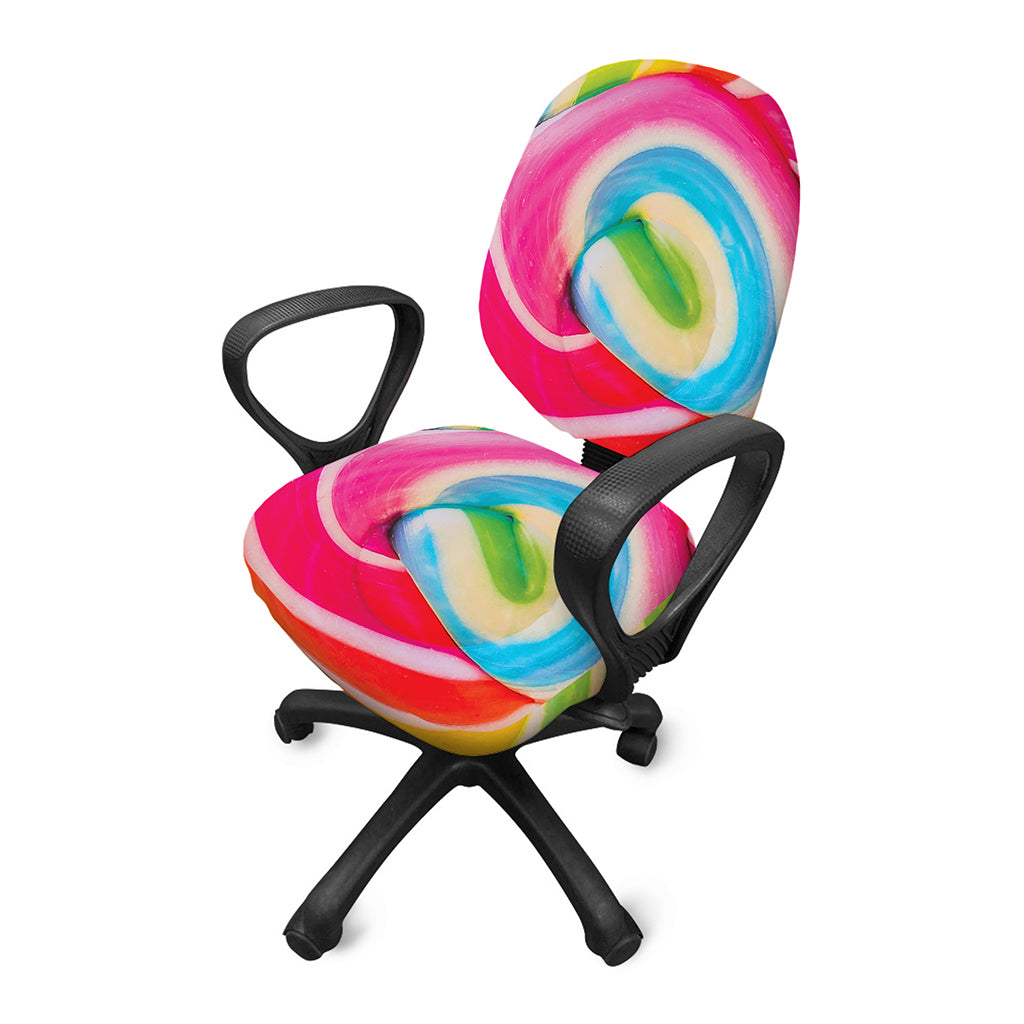Rainbow Swirl Candy Print Office Chair Cover