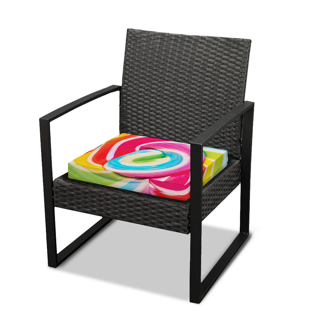 Rainbow Swirl Candy Print Outdoor Seat Cushion Cover