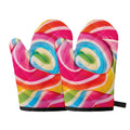 Rainbow Swirl Candy Print Oven Mitts
