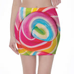 Rainbow Swirl Candy Print Pencil Mini Skirt