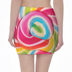 Rainbow Swirl Candy Print Pencil Mini Skirt