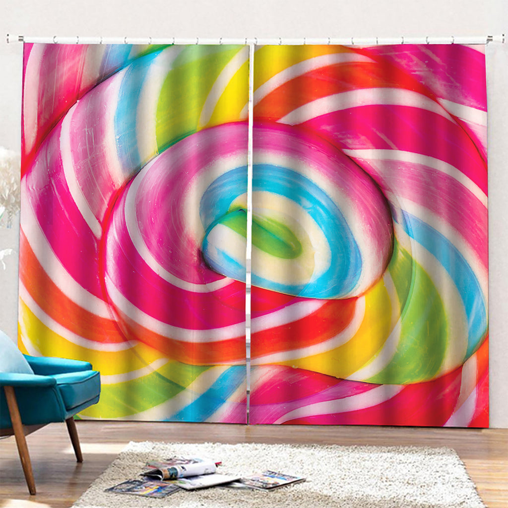 Rainbow Swirl Candy Print Pencil Pleat Curtains