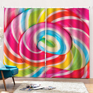 Rainbow Swirl Candy Print Pencil Pleat Curtains