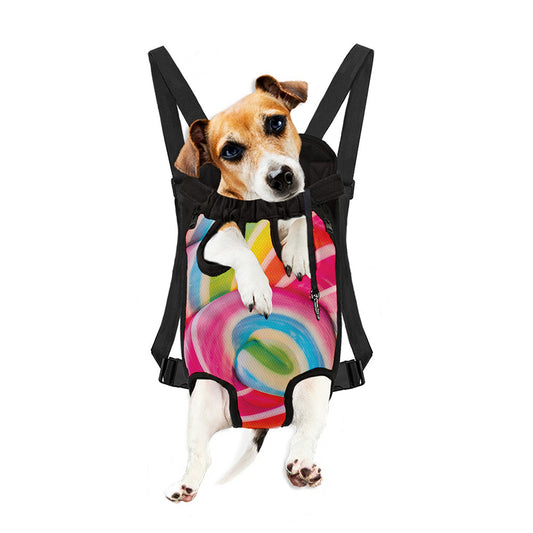 Rainbow Swirl Candy Print Pet Carrier Backpack