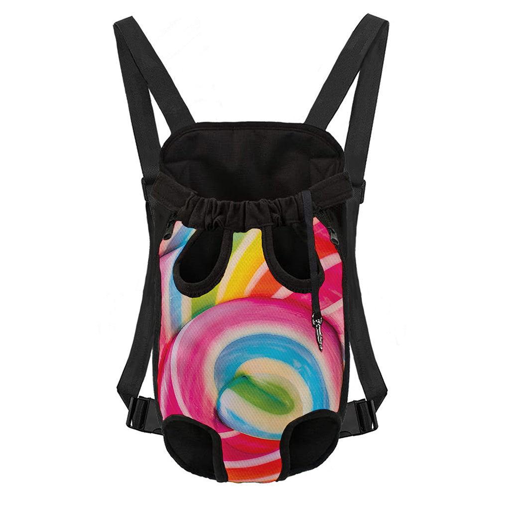 Rainbow Swirl Candy Print Pet Carrier Backpack