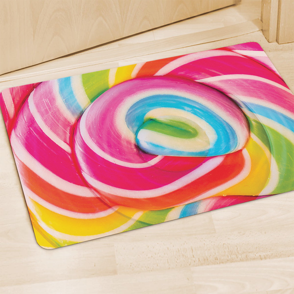 Rainbow Swirl Candy Print Polyester Doormat