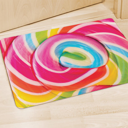 Rainbow Swirl Candy Print Polyester Doormat