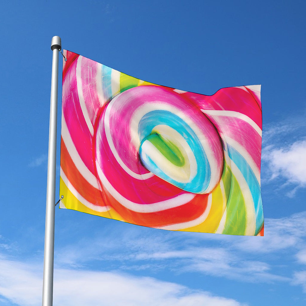 Rainbow Swirl Candy Print Polyester Flag