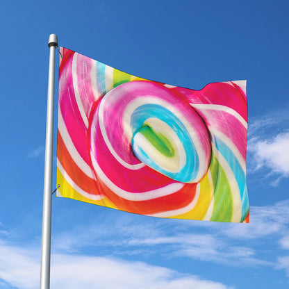 Rainbow Swirl Candy Print Polyester Flag