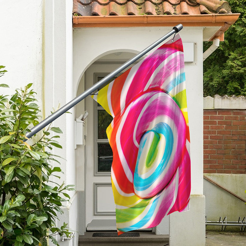 Rainbow Swirl Candy Print Polyester Flag