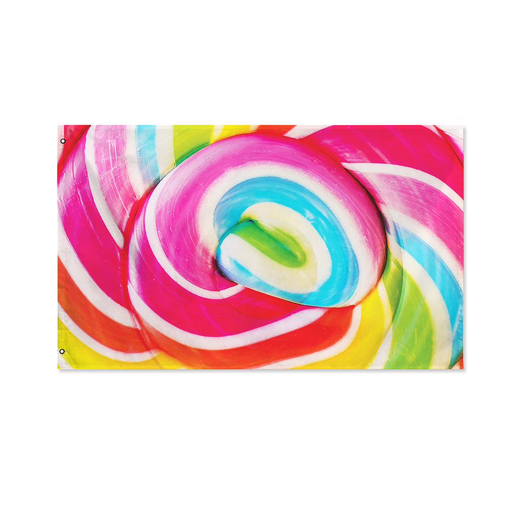 Rainbow Swirl Candy Print Polyester Flag