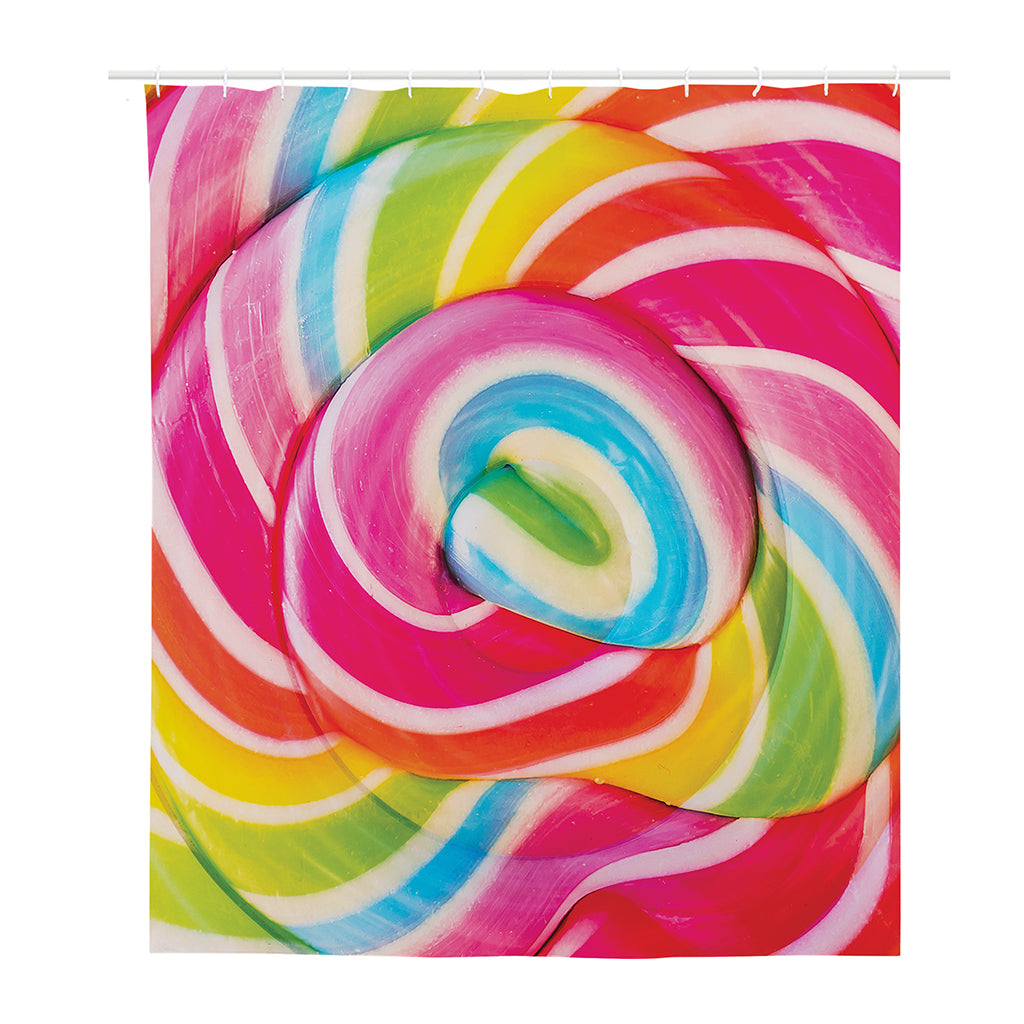 Rainbow Swirl Candy Print Polyester Shower Curtain