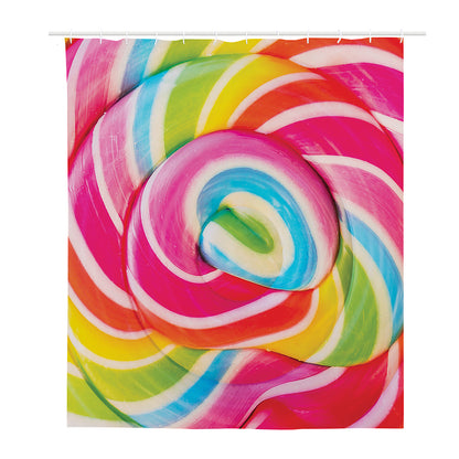 Rainbow Swirl Candy Print Polyester Shower Curtain