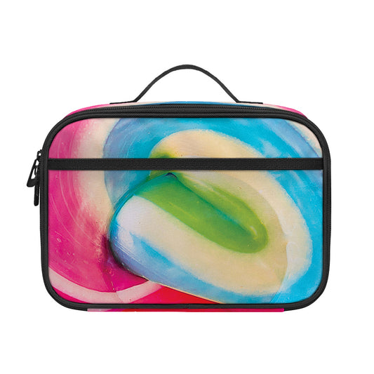 Rainbow Swirl Candy Print Portable Lunch Bag